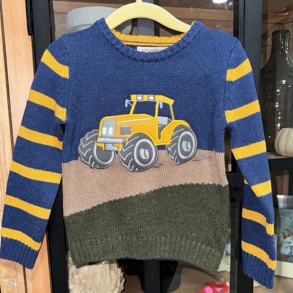 MINISTRY OF RASCALS Toddler Boys Embroidered Sweater construction monster truck